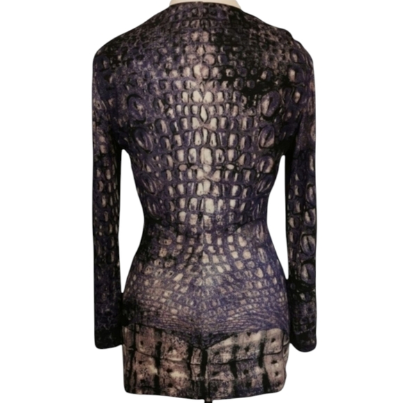 Roberto Cavalli Snakeskin Illusion Stretch Top Twisted Shoulder Detail Size M - Picture 6 of 16